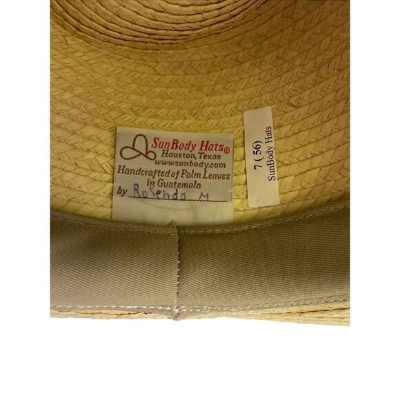 Womens Sunbody Palm Leaf Hat Leather strap size 7 Sun Straw Hat Boho Handmade - Picture 2 of 9